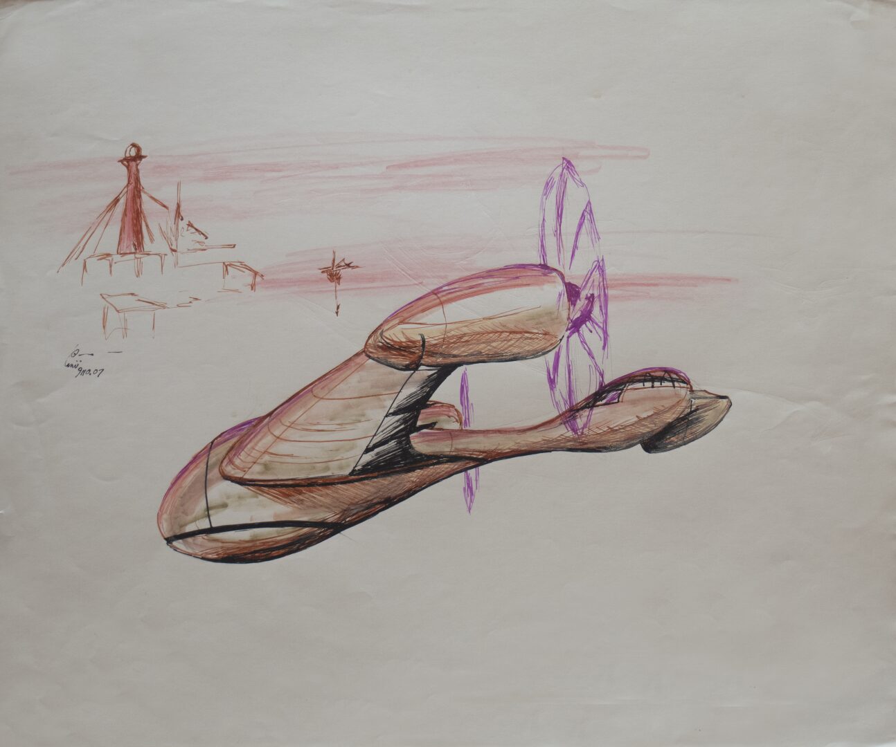- Untitled Ship with Propeller and Landscape - -- (Large)