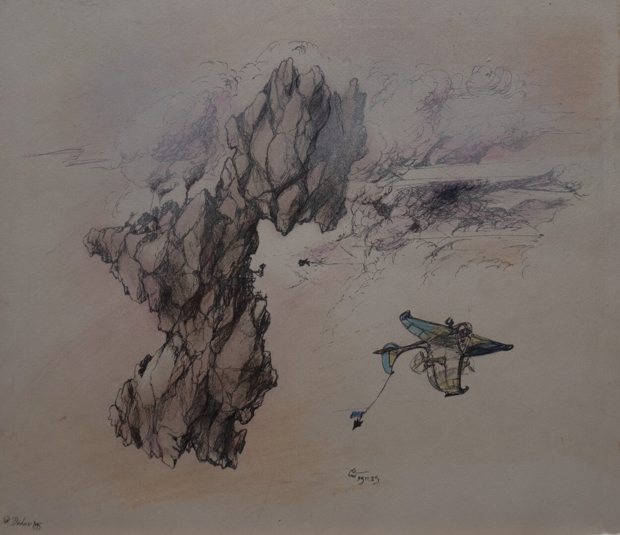 - Untitled Landscape with Ship drawn at Darkover - -- (Large)