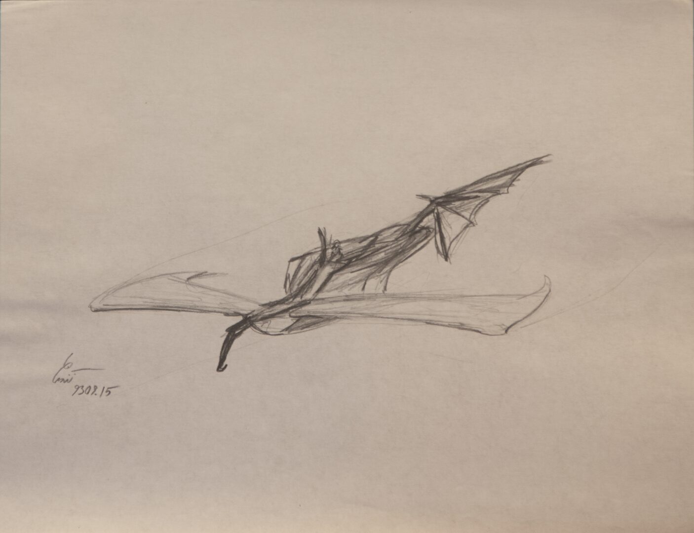 - Untitled Ship Sketch with Figure in Glider - -- (Large)