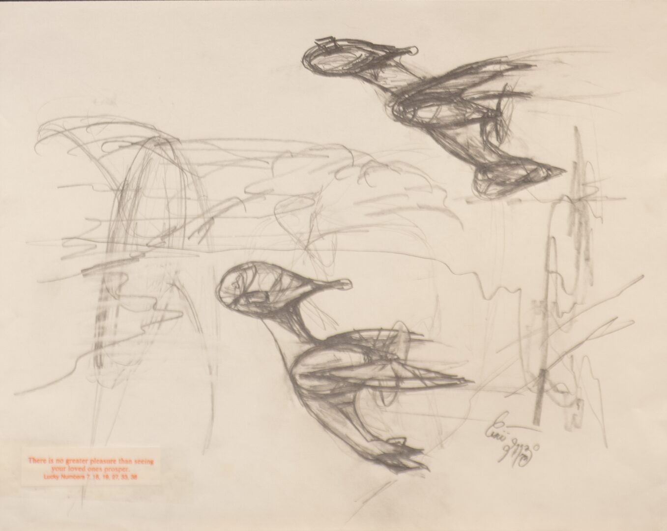 - Untitled Ship Sketch with Fortune Cookie Fortune - -- (Large)