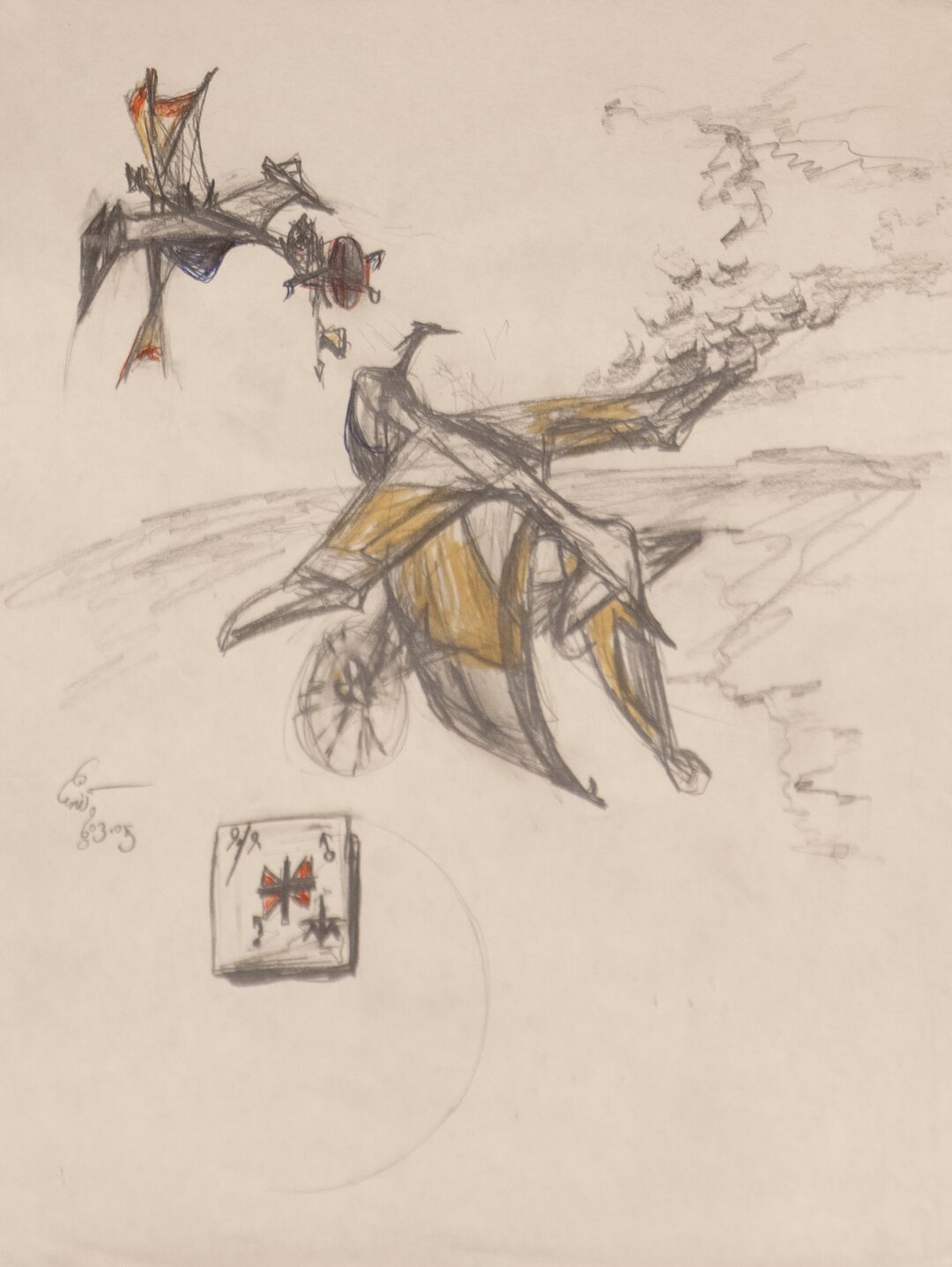 - Ship Sketch with Heraldic Badge - -- (Large)