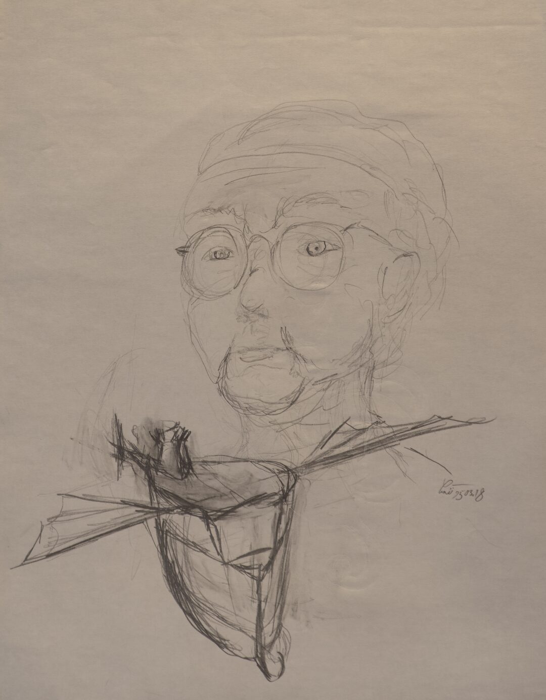 - Untitled Ship Sketch and Figure - -- (Large)